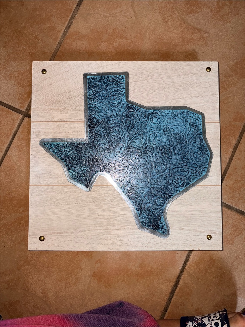 Decorative Texas Wall Plaque in Teal Blue by